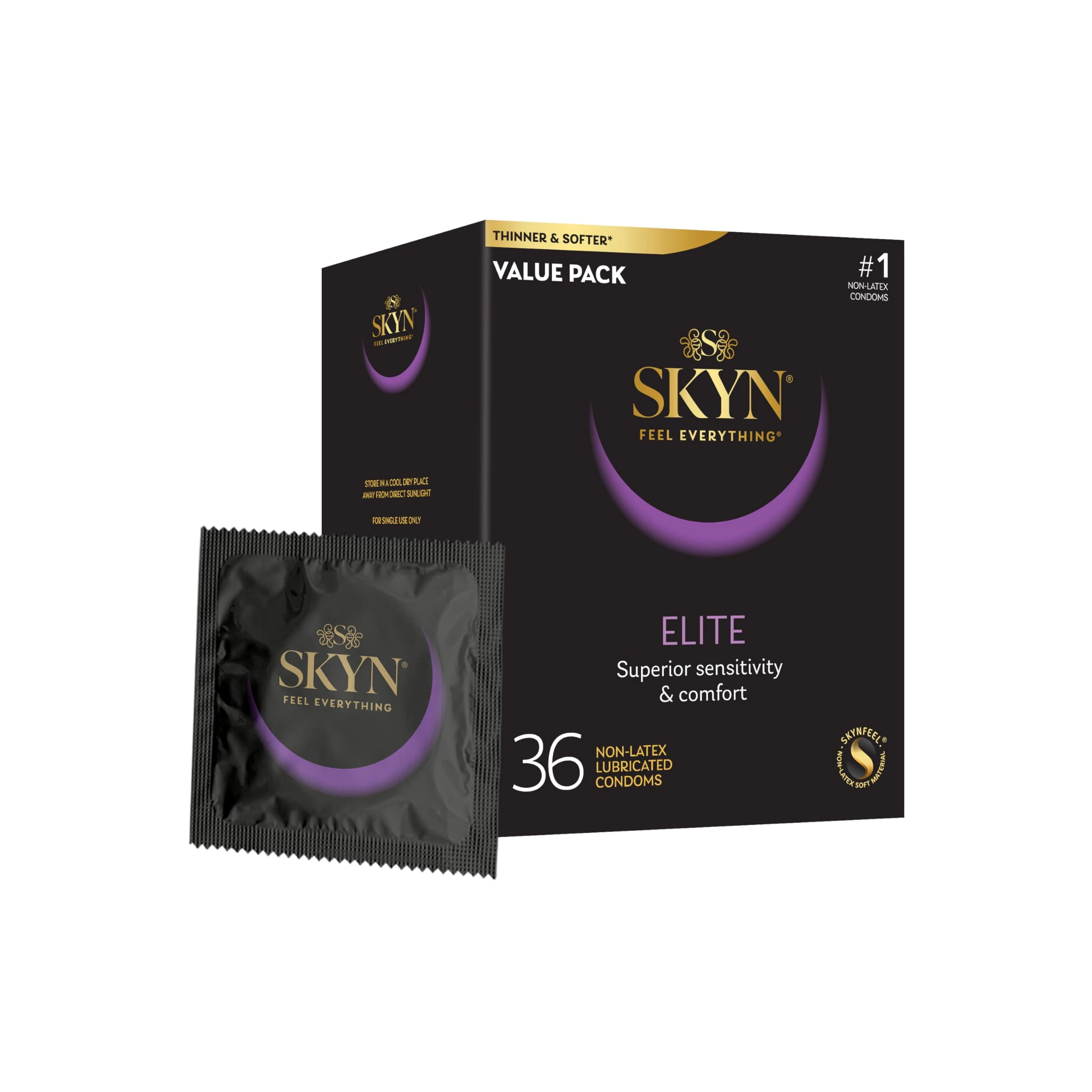 SKYN LifeStyles Elite Condoms, Synthhetic Polyisoprene Condoms, Non Latex, 36 Count (Packaging May Vary)
