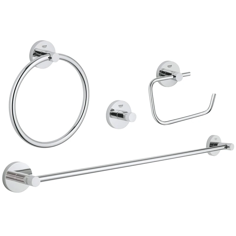 GROHE Essentials New 4-In-1 Master Bathroom Accessories Set Chrome 40823001