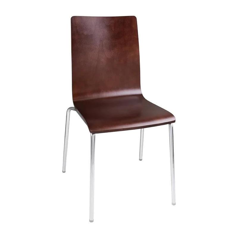 Bolero Side Chair with Square Back - Dark Chocolate - Steel Frame -Beech Veneer