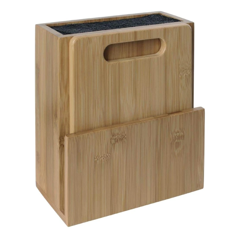Vogue Wooden Bamboo Universal Knife Block with Bristles and Chopping Board Set, Natural Wood, Universal Design Fits Almost Any Knife, Dimensions: 230(H) x 195(W) x 110(D) mm, CP863