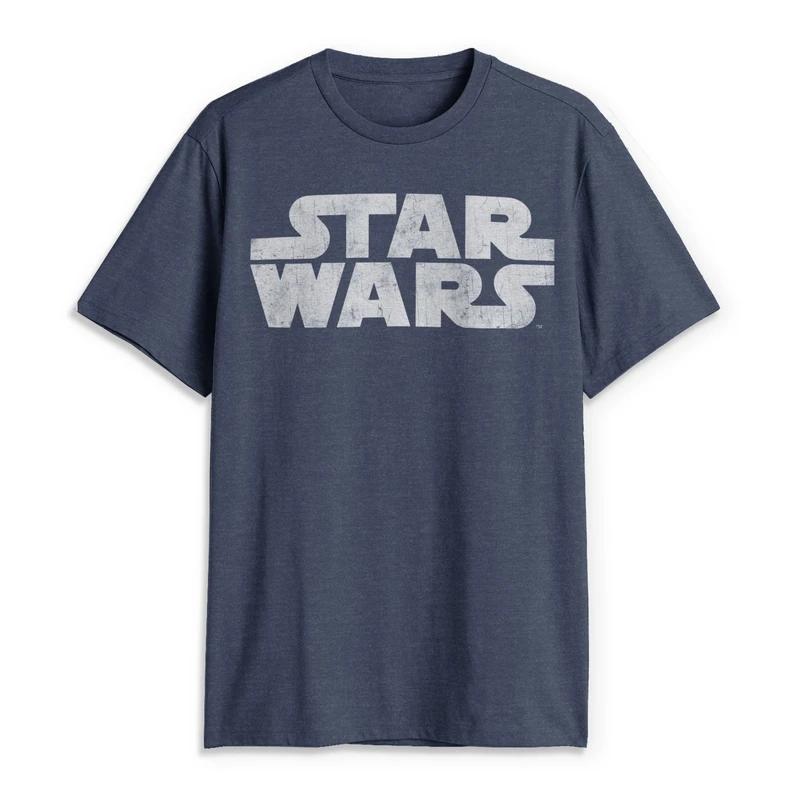 Star Wars Men's Simplest Logo Graphic Tee Shirt, Navy Heather, XXXXL