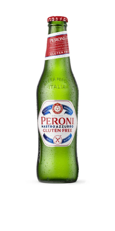 PERONI NASTRO AZZURRO Gluten-Free Beer 5.1% ABV - 24 x 33cl Bottles - Italy's Iconic Beer | Citrus Aromatic Notes | Clean Crisp Refreshing Finish | Endorsed by the Italian Coeliac Association