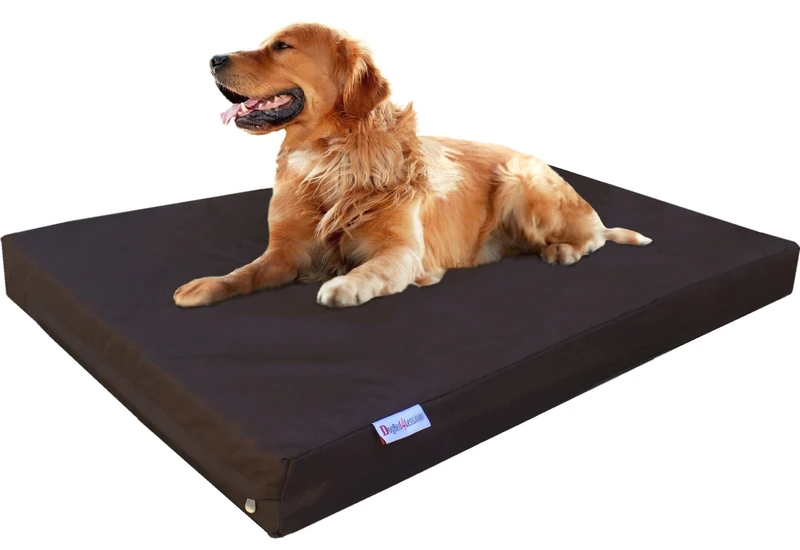 Dogbed4less XL Orthopedic Gel Cooling Memory Foam Dog Bed for Large Pet, Waterproof Liner and 1680 Nylon Brown External Cover, 47X29X4 Inches (Fit 48X30 Crate)