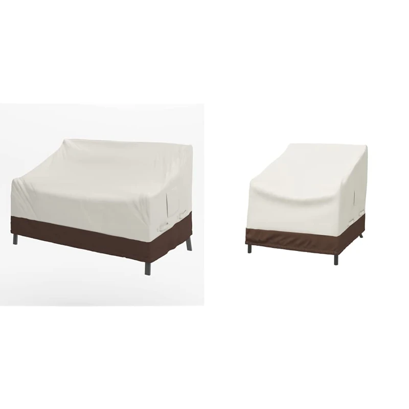 Amazon Basics Lounge Deep Seat Furniture Cover, Set of 2 & 2-Seater Deep Lounge Sofa Cover