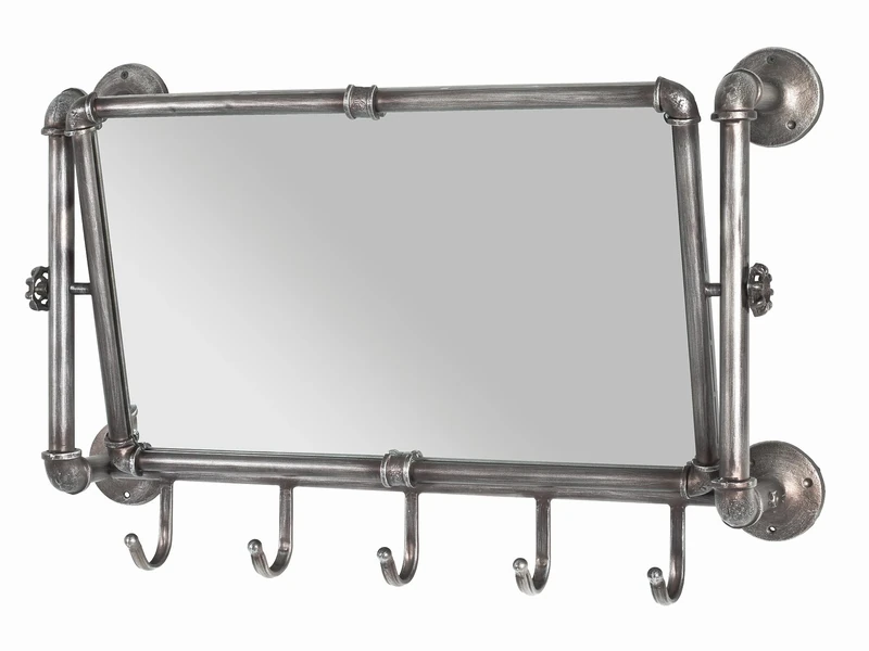 HAKU Möbel Wardrobe Anthracite, Metal, Mirror - Size: W 75 cm X H 45 cm X D 16 cm, Style: Industrial