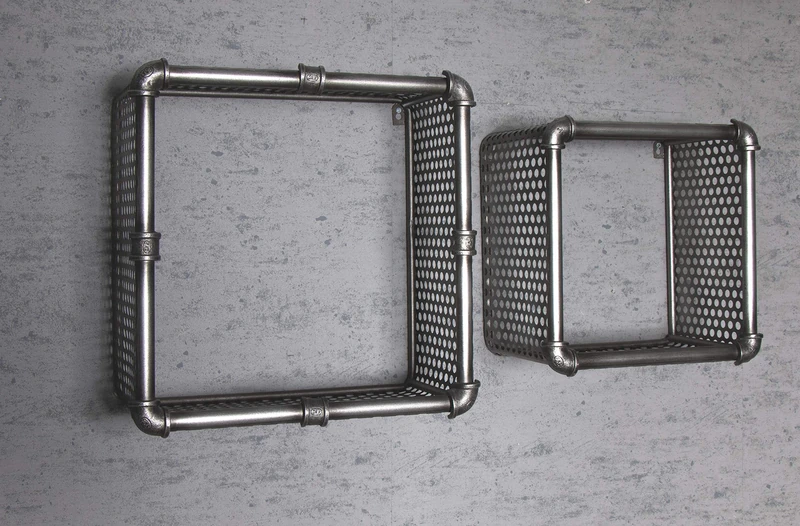 HAKU Möbel Set of 2 Wall Racks Anthracite, Metal - Size: W 31/39 cm X H 31/39 cm X D 19/19 cm, Style: Industrial