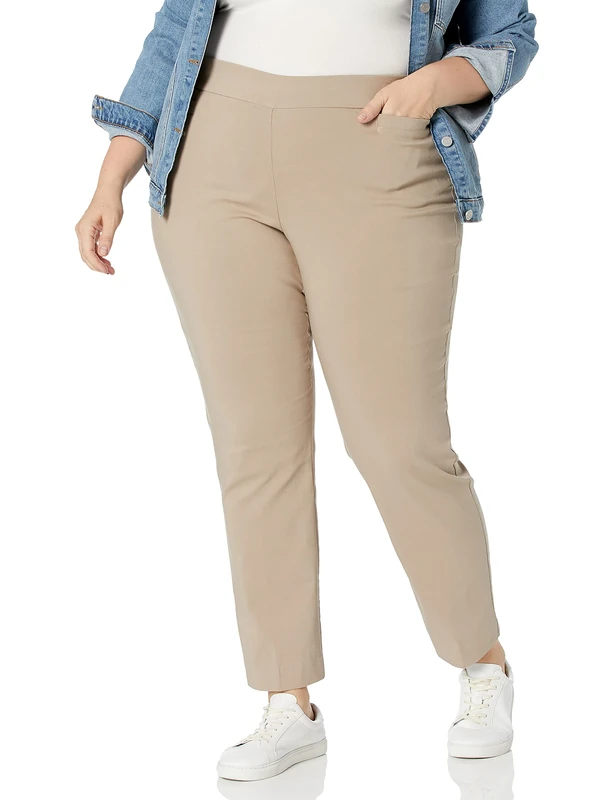 Briggs New York Women's Super Stretch Millennium Welt Pocket Pull on Career Pant (Average & Short & Tall Length), Cobblestone, 16