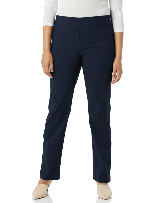 Briggs New York Women's Super Stretch Millennium Welt Pocket Pull on Career Pant (Average & Short & Tall Length) Underpants, Blue, 18