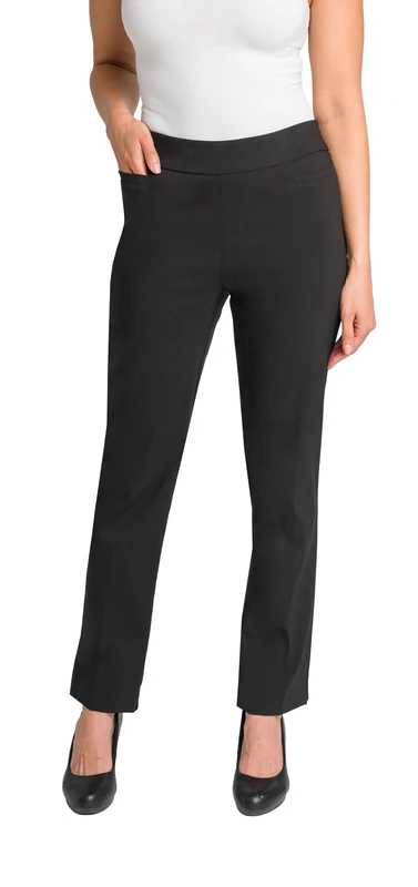 Briggs New York Women's Super Stretch Millennium Welt Pocket Pull on Career Pant (Average & Short & Tall Length), Black, 10