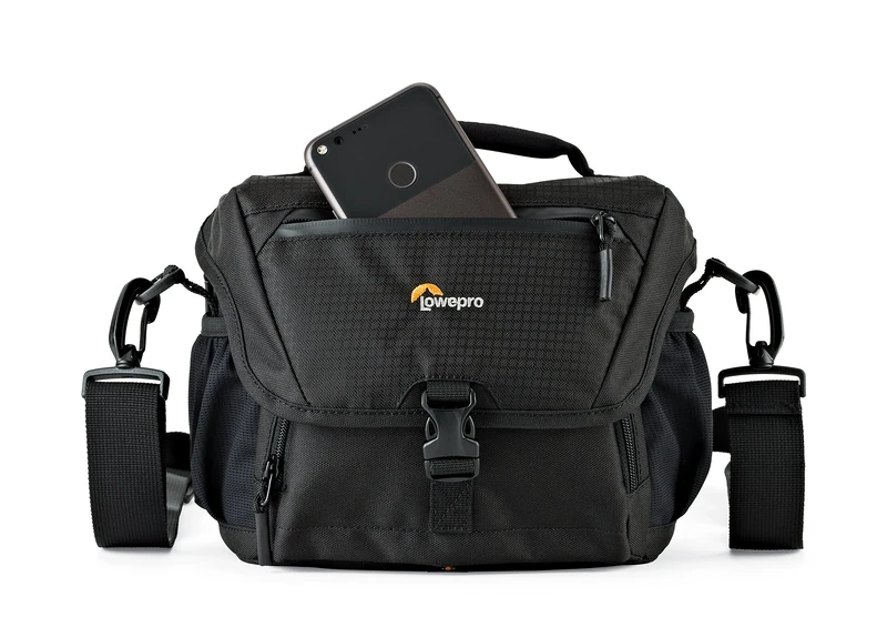 Lowepro LP37119-PWW, Nova 160 AW II Camera Bag, Customizable, Portable, Fits DSLR With Attached Lens, Compact Drone, 1-2 Additional Lenses, Flash, Black
