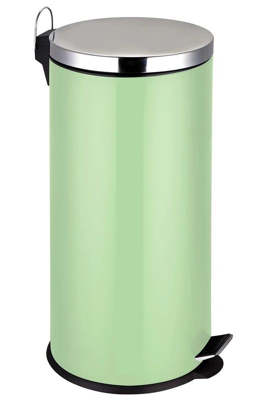 Premier Housewares 30 L Pedal Bin Slim Green Kitchen Bin Recycle Bins for Kitchen Stainless Steel Recycling Bins Kitchen Bins 65 x 30 x 36 cm