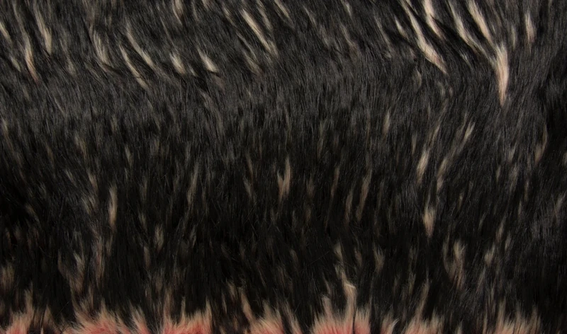Super Luxury Faux Fur Fabric Material - Water Melon Black, 1Mtr - 150cm x 100cm