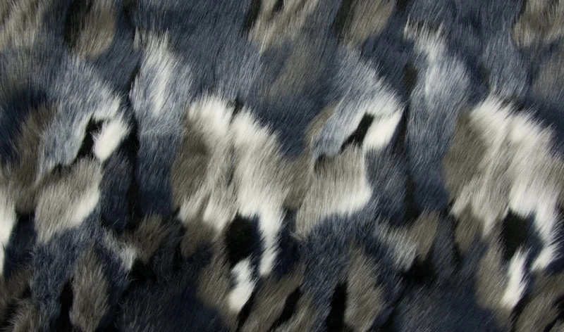 Super Luxury Faux Fur Fabric Material - Hilo Black White Grey Blue, 1Mtr - 150cm x 100cm