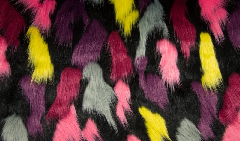 CRS VENDOR LTD. Super Luxury Faux Fur Fabric Material - HILO BLACK PINK RED YELLOW GREY