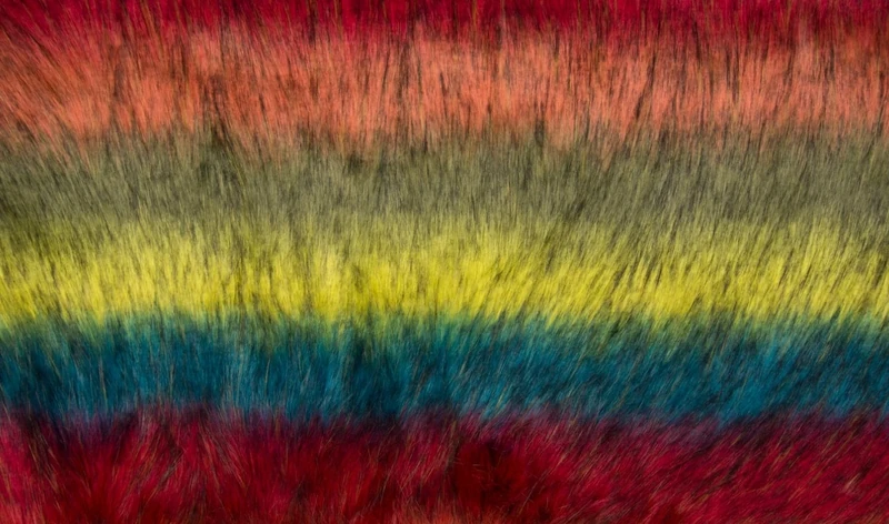Super Luxury Faux Fur Fabric Material - Rainbow, 1Mtr - 150cm x 100cm