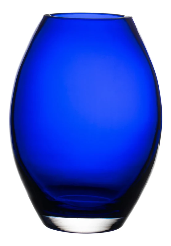 Barski Glass - Handmade - 8" H - (8 inches High) - Barrel Vase - Cobalt Blue - Made in Europe