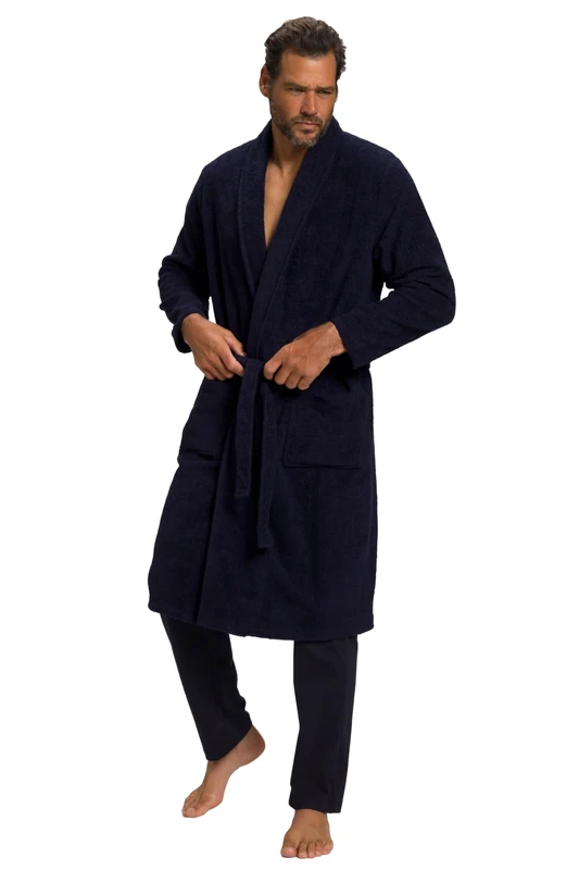 JP 1880 Men's Big & Tall French Terry Classic Bathrobe Navy XXXXX-Large 702388 76-5XL
