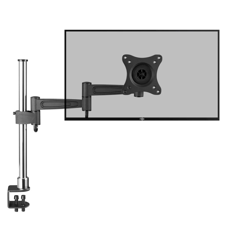 RICOO TS2111 Single Monitor Stand Mount Tilt Swivel Bracket Universal LED LCD Adjustable Arm Mounting System also for Curved Screens 13-27 Inch VESA 75x75 100x100 Silver Black