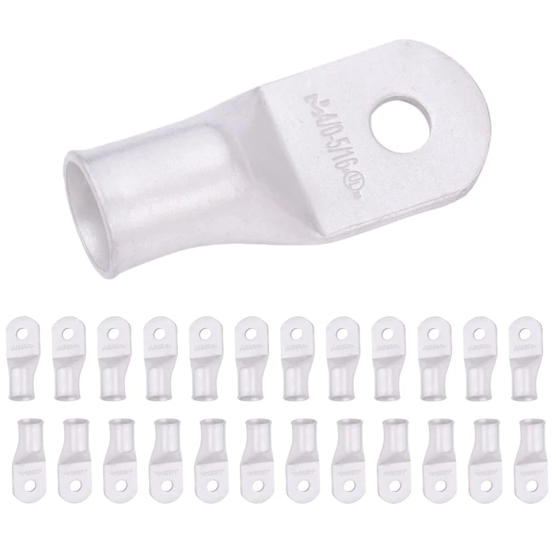 SELTERM 4/0 AWG (95 mm²) - 5/16" (M8) ⌀ Hole UL Marine Grade Wire Lugs, Battery Cable Ends, Tinned Copper Eyelets, Tubular Ring Terminal Connectors [B92] - 25 Pack
