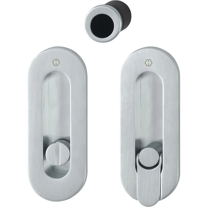 Hoppe 3207285 Sliding Door Handle Set M472 Screwed – Covered Toilet, Chrome matt