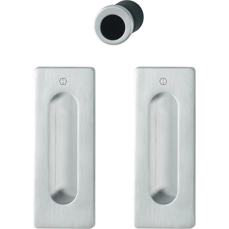 Hoppe Sliding Door Handle Set M464 - Without Lock, Rectangular Rosette BL, Chrome-Plated, Matte Shell Handles