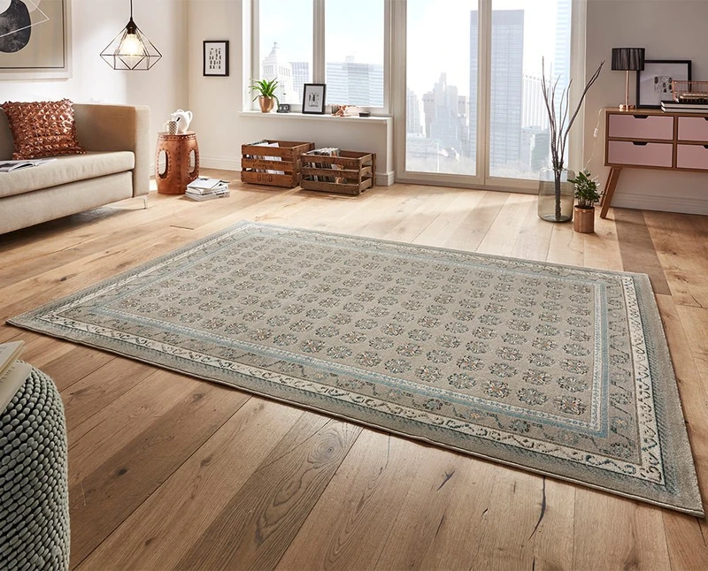 Mint Rugs Attire 102699_120x170 Design Velour Rug, Synthetic Fibre, Blue/Grey, 170 x 120 x 0.5 cm - Image 1