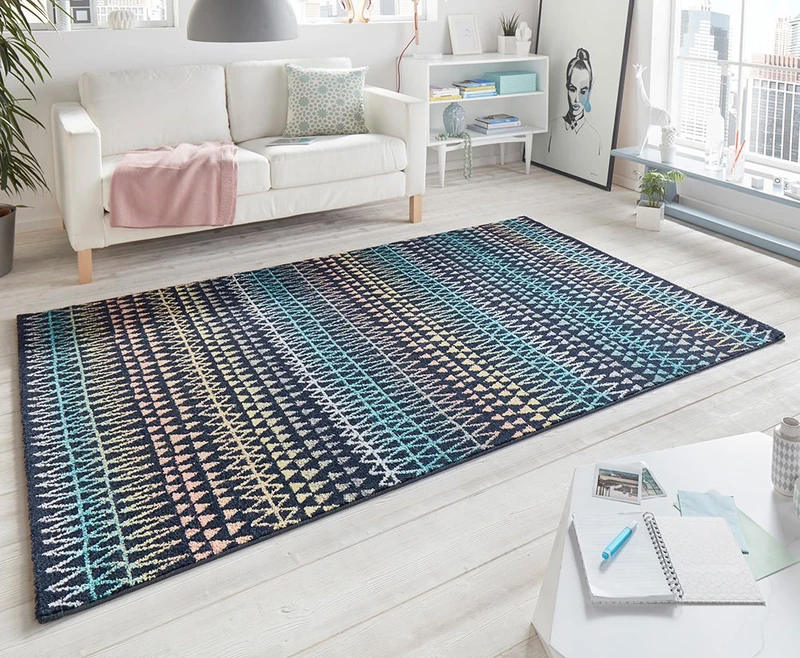 Mint Rugs 102778_160x230 Scandinavian Design Velour Rug, Synthetic Fibre, Black, 230 x 160 x 0.9 cm