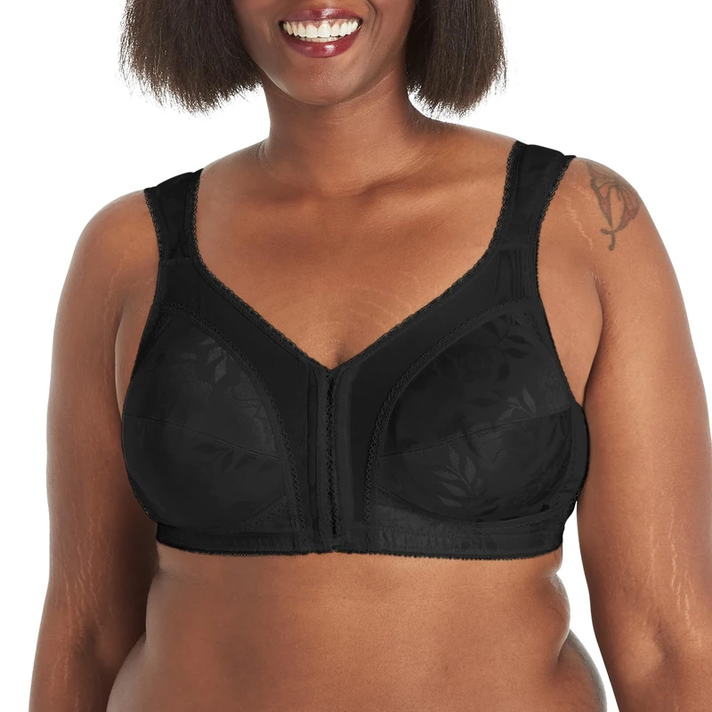 Playtex Women's 18 Hour Comfort-Strap Wireless, Full-Coverage Bra, Single Or 2-Pack, Opaque, Black, 46H US