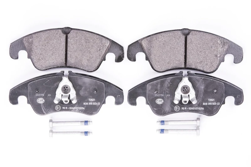 HELLA 8DB 355 023-221 Brake pad set - incl. wear warning contact - T2521 - for e.g. AUDI