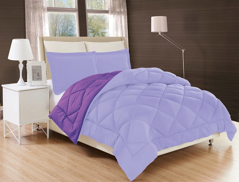 Elegant Comfort Soft Down Alternative Reversible 2-Piece Comforter Set, Microfiber, Lavender/Purple, Twin XL - Image 1