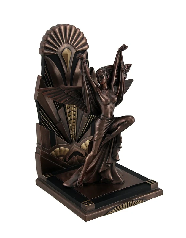 The Winged Woman Metallic Copper Finish Art Deco Single Bookend Statue