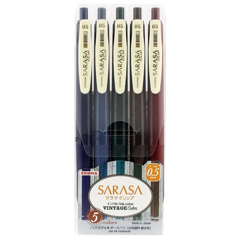 Zebra Pen SARASA Gel CLIP 0.5 mm with 5 Vintage Colours 1