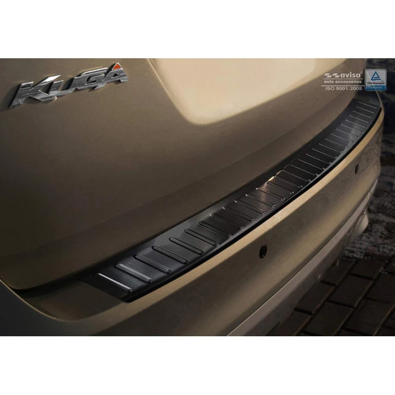 Avisa Black Stainless Steel Rear bumper protector compatible with Ford Kuga 2008-2012 'Ribs'