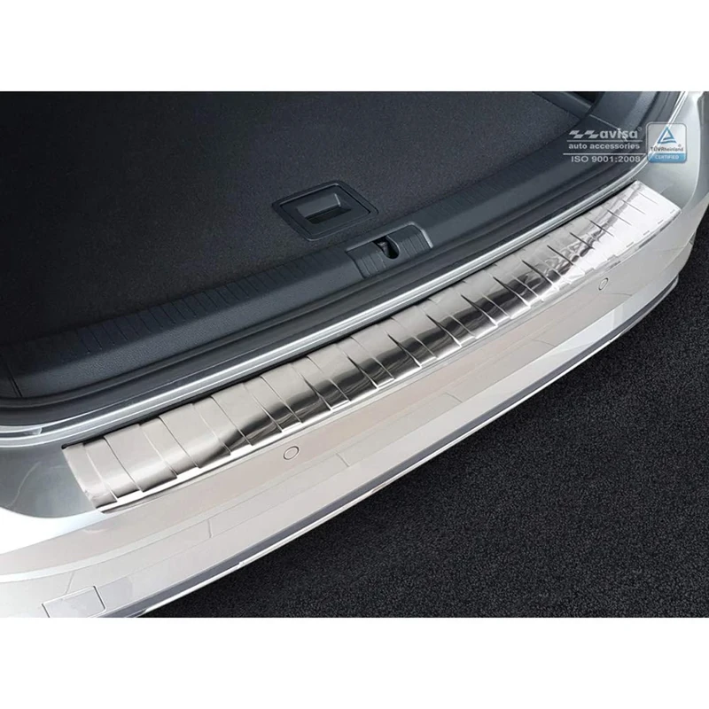 Avisa Stainless Steel Rear bumper protector compatible with Volkswagen Golf VII Variant Facelift incl. R-Line & Alltrack 2017-2020 'Ribs'