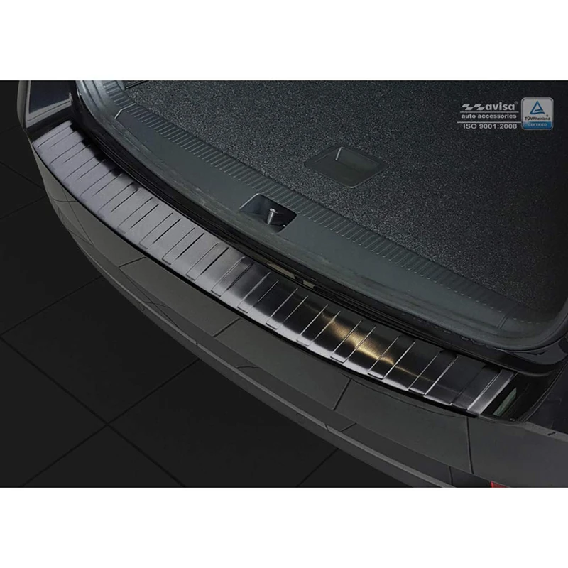 Avisa Black Stainless Steel Rear bumper protector compatible with Skoda Octavia III Kombi Facelift 2017-2020 'Ribs'