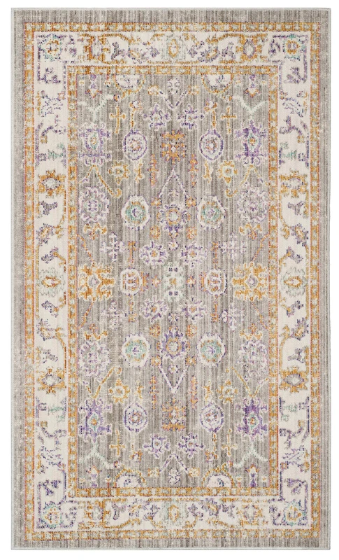 Safavieh Boho Chic Indoor Woven Rectangle Area Rug, Windsor Collection, WDS313, in Grey / Cream, 91 X 152 cm for Living Room, Bedroom or Any Indoor Space