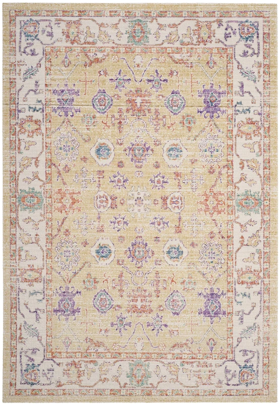 Safavieh Boho Chic Indoor Woven Rectangle Area Rug, Windsor Collection, WDS313, in Gold / Lavender, 152 X 213 cm for Living Room, Bedroom or Any Indoor Space