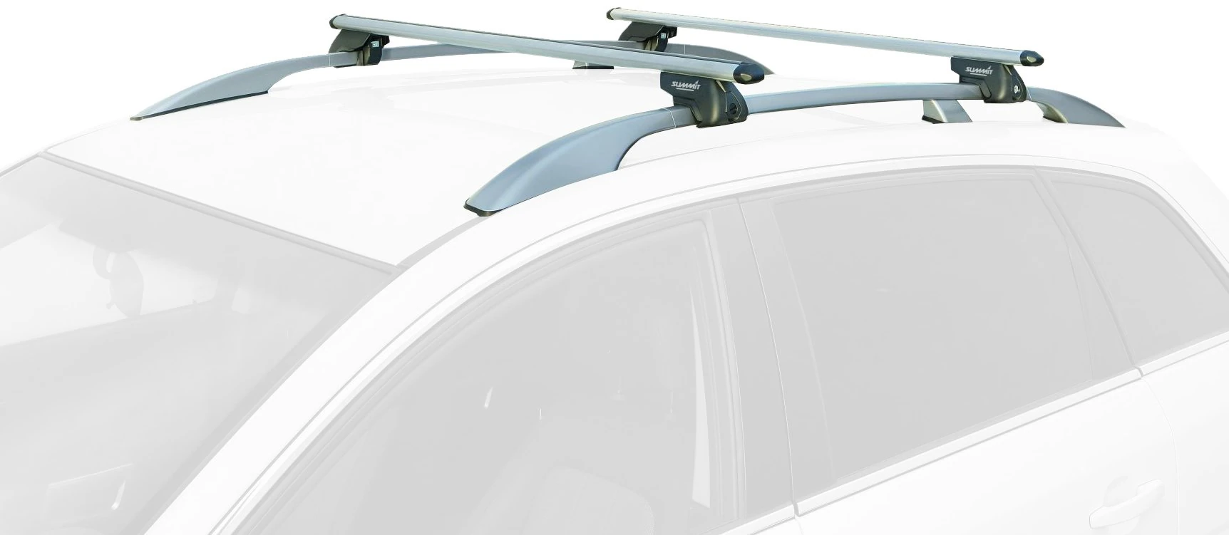 Summit SUP-915 Premium Railing Roof Bar for Cars with Raised Running Rails, Aluminium, Set of 2, Silver