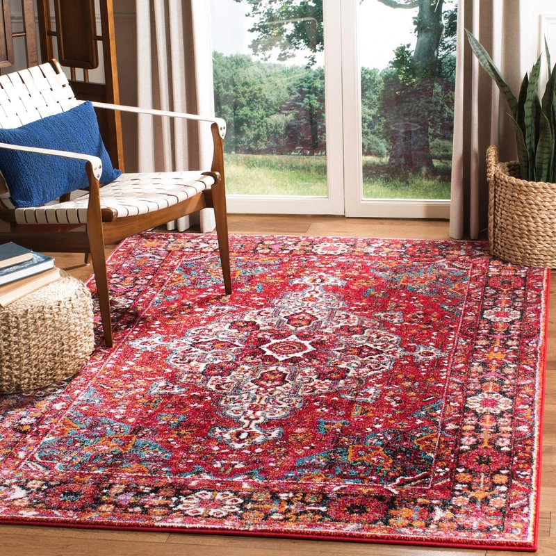 Safavieh Vintage Hamadan Indoor Woven Rectangle Area Rug, Persian Collection, VTH222, in Red/Multi, 160 X 229 cm for Living Room, Bedroom or Any Indoor Space