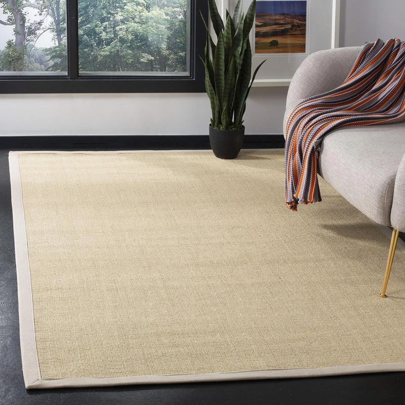 Safavieh Natural Fiber Rug for Living Room, Dining Room, Bedroom - Natural Fiber Collection, Short Pile, in Natural and Ivory, 91 x 152 cm