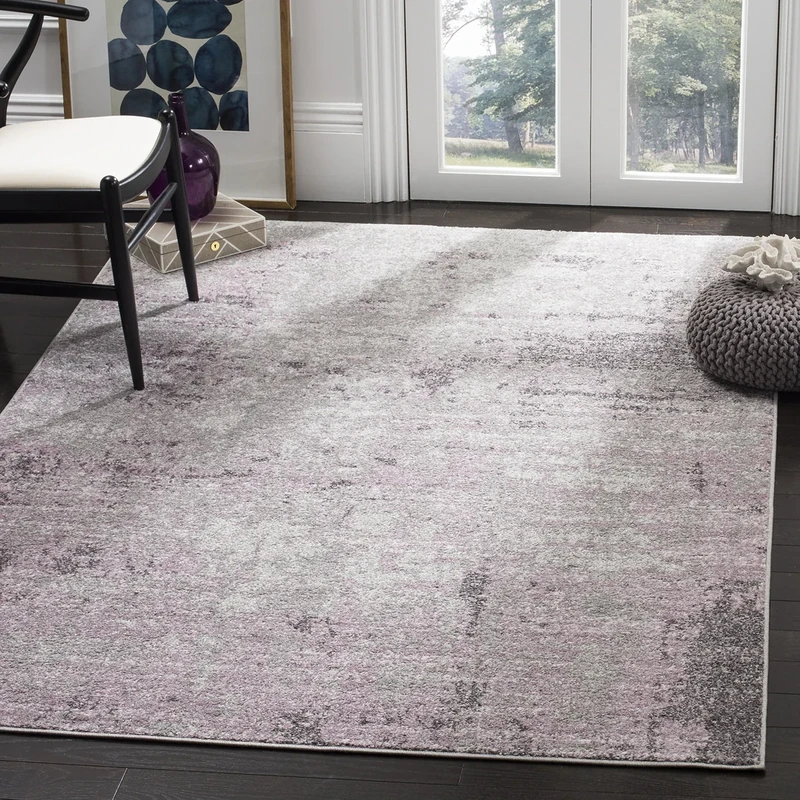Safavieh Modern Abstract Indoor Woven Rectangle Area Rug, Adirondack Collection, ADR130, in Light Grey / Purple, 122 X 183 cm for Living Room, Bedroom or Any Indoor Space