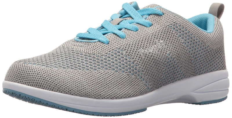 Propet Women's Washable Walker Evolution Oxford, Grey/Pink, 10.5 Wide US