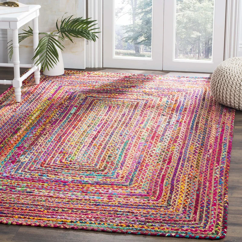 Safavieh Boho Rug for Living Room, Dining Room, Bedroom - Cape Cod Collection, Short Pile, in Red and Multicolor, 122 X 183 cm