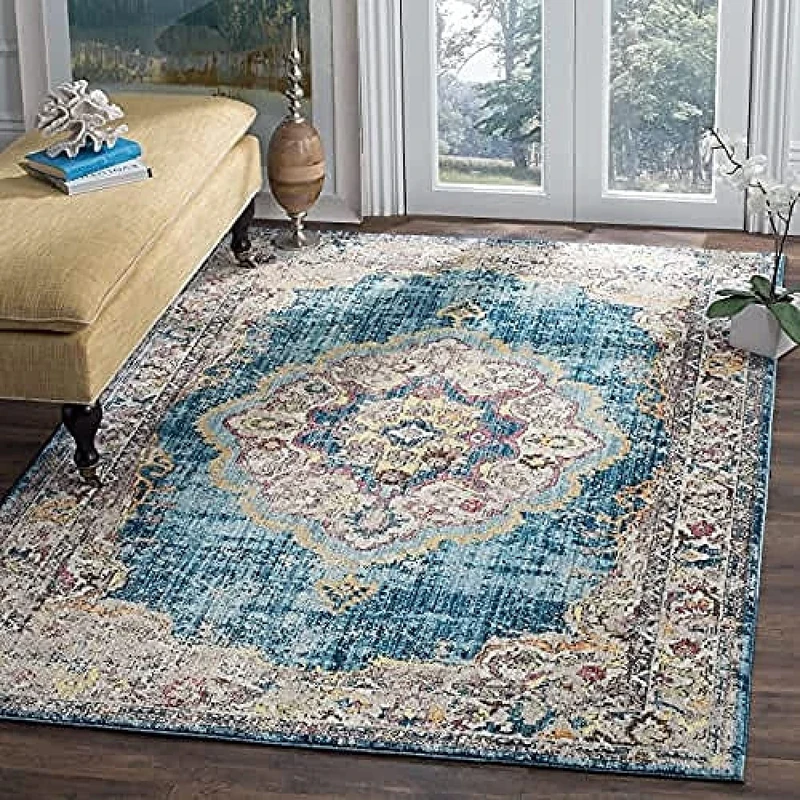 Safavieh Trendy New Transitional Indoor Woven Rectangle Area Rug, Bristol Collection, BTL343, in Blue / Light Grey, 183 X 274 cm for Living Room, Bedroom or Any Indoor Space - Image 1