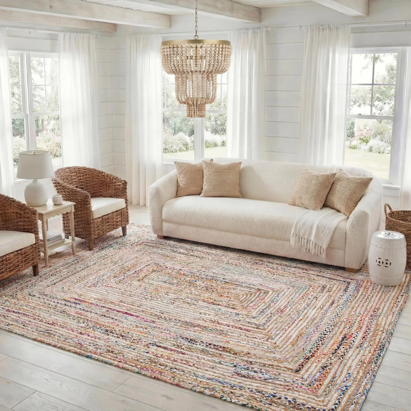 SAFAVIEH Boho Rug for Living Room, Dining Room, Bedroom - Cape Cod Collection, Short Pile, in Multi, 244 X 305 cm