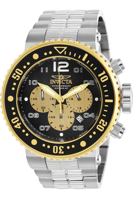 Invicta Pro Diver 25075 Men's Watch - Waterproof - Analogue - Quartz Movement - stainless steel with Black dial - 52mm
