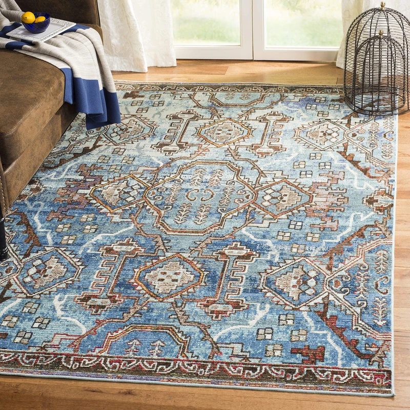 Safavieh Classic Persian Indoor Woven Rectangle Area Rug, Harmony Collection, HMY406, in Blue / Light Blue, 91 X 152 cm for Living Room, Bedroom or Any Indoor Space