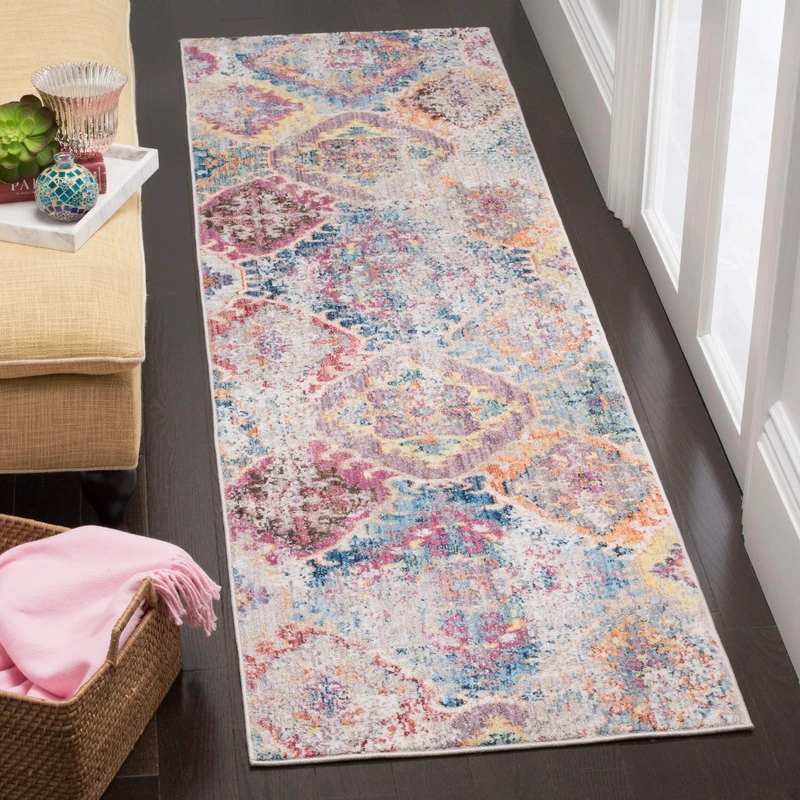 Safavieh Trendy New Transitional Indoor Woven Runner Area Rug, Bristol Collection, BTL351, in Blue / Light Grey, 69 X 244 cm for Living Room, Bedroom or Any Indoor Space - Image 1