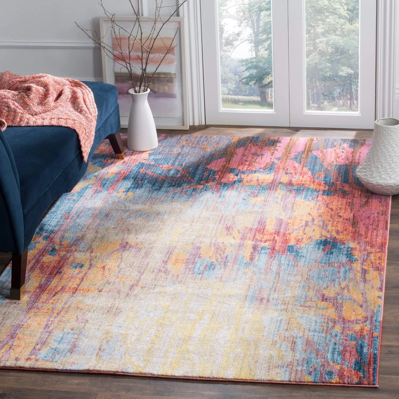 Safavieh Trendy New Transitional Indoor Woven Rectangle Area Rug, Bristol Collection, BTL354, in Blue / Rust, 122 X 183 cm for Living Room, Bedroom or Any Indoor Space - Image 1