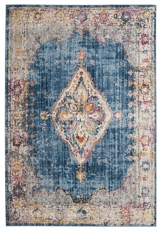 Safavieh Trendy New Transitional Indoor Woven Rectangle Area Rug, Bristol Collection, BTL348, in Blue / Ivory, 91 X 152 cm for Living Room, Bedroom or Any Indoor Space